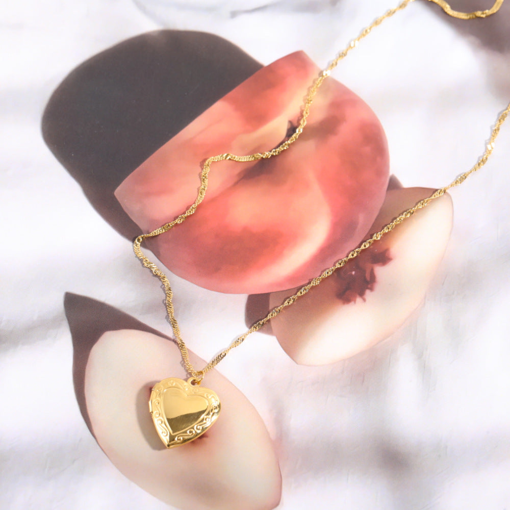 24K Gold Valentines Heart Necklace