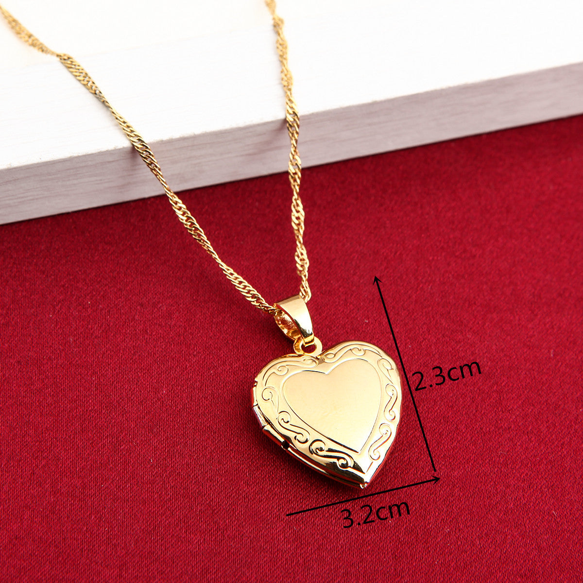 24K Gold Valentines Heart Necklace